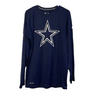 Nike DRI-FIT Navy Dallas Cowboys Stripe Long Sleeve Shirt Size Med EUC #1642